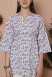 Lavender & White  Cotton Foil Printed Tunic