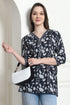 Black & White  Cotton Floral Printed Tunic
