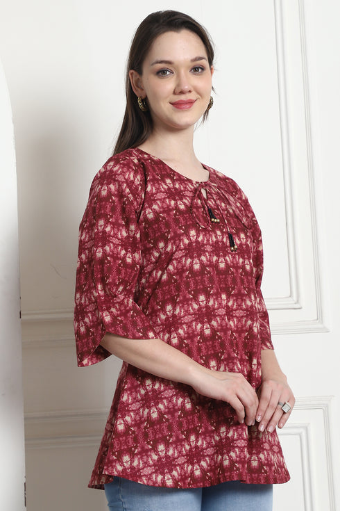 Magenta Cotton Tie Die Printed Tunic