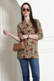 Beige Cotton Floral Printed Tunic