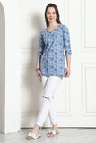 Sky Blue Cotton Foil Printed Tunic