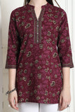 Wine Cotton Floral Printed Tunic