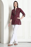 Wine Cotton Floral Printed Tunic