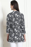 Black Cotton Floral Printed Tunic