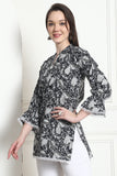 Black Cotton Floral Printed Tunic