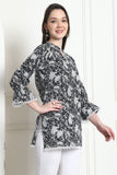 Black Cotton Floral Printed Tunic