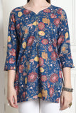 Blue Cotton Floral Printed Tunic