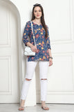 Blue Cotton Floral Printed Tunic