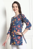 Blue Cotton Floral Printed Tunic