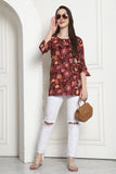 Maroon Cotton Floral Printed Tunic