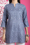 Grey & White Pure Cotton Bandhani Printed Tunic