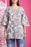 White Pure Cotton Floral Printed Tunic