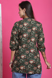 Green Pure Cotton Floral Printed Tunic