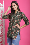 Green Pure Cotton Floral Printed Tunic