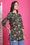 Green Pure Cotton Floral Printed Tunic