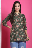 Green Pure Cotton Floral Printed Tunic