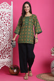 Green Pure Cotton Floral Printed Tunic