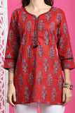 Maroon Pure Cotton Floral Printed Tunic