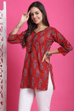 Maroon Pure Cotton Floral Printed Tunic