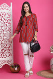 Maroon Pure Cotton Floral Printed Tunic