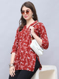 Maroon Pure Cotton Floral Printed Tunic