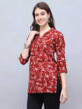 Maroon Pure Cotton Floral Printed Tunic