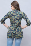 Navy Blue Pure Cotton Floral Printed Tunic