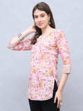 Light Pink Pure Cotton Floral Printed Tunic