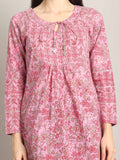 Light Purple & Pink Women Pure Cotton Floral Printed Tunic