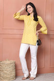 Yellow Pure Cotton Bandhani Printed Tunic