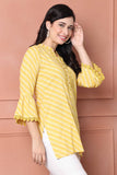 Yellow Pure Cotton Bandhani Printed Tunic