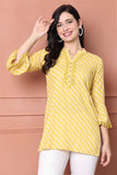 Yellow Pure Cotton Bandhani Printed Tunic