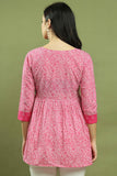 Pink Women Pure Cotton Leheriya Printed Tunic