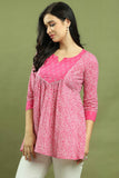 Pink Women Pure Cotton Leheriya Printed Tunic