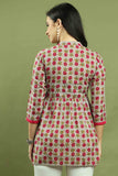 Grey & Magenta Women Pure Cotton Jaipuri Printed Tunic