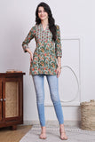 Green Women's Pure Cotton Jaipuri Printed Tunic