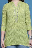 Parrot Green Pure Cotton Bandhani Printed Tunic