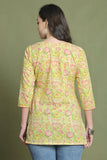 Yellow Pure Cotton Jaipuri Printed Tunic