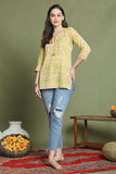 Yellow Pure Cotton Jaipuri Printed Tunic