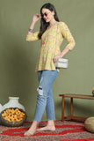 Yellow Pure Cotton Jaipuri Printed Tunic