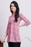 Pink Women's Cotton Floral Printed Tunic