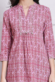 Pink Women's Cotton Floral Printed Tunic