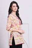 Light Yellow & Light Pink Women's Cotton Floral Printed Tunic