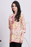 Light Yellow & Light Pink Women's Cotton Floral Printed Tunic