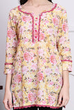 Light Yellow & Light Pink Women's Cotton Floral Printed Tunic