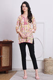 Light Yellow & Light Pink Women's Cotton Floral Printed Tunic