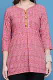 Pink Cotton Jaipuri Printed Tunic