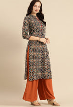 Load image into Gallery viewer, Navy Blue And Red Pure Cambric Cotton Jaipuri Printed Kurti