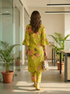 Parrot Green Cotton Jaipuri Printed Straight Kurta With Pant