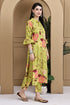 Parrot Green Cotton Jaipuri Printed Straight Kurta With Pant